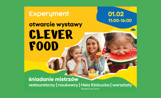 Plansza reklamująca wydarzenie CLEVERFOOD for everyone